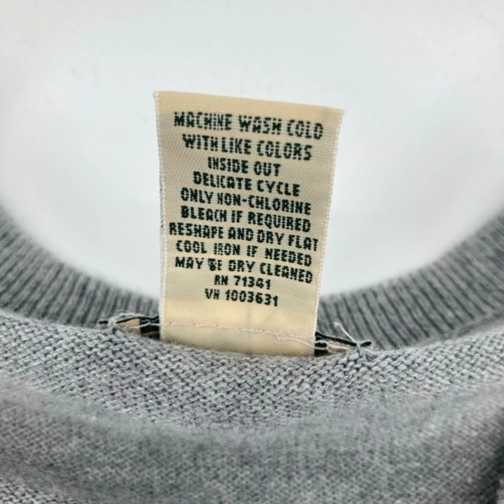 L.L. Bean Wicked Soft Cotton Cashmere V Neck Sweater Men L Grey Minimalist 27463